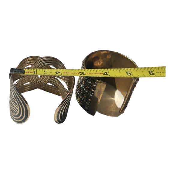 Set of 2 cuff bracelets gold/black/silver/bronze - Picture 10 of 12